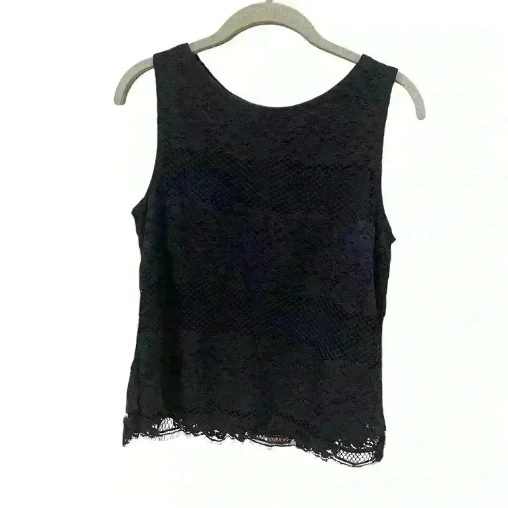 LOFT Petite Lace Navy Overlay Tank Size Small Petite